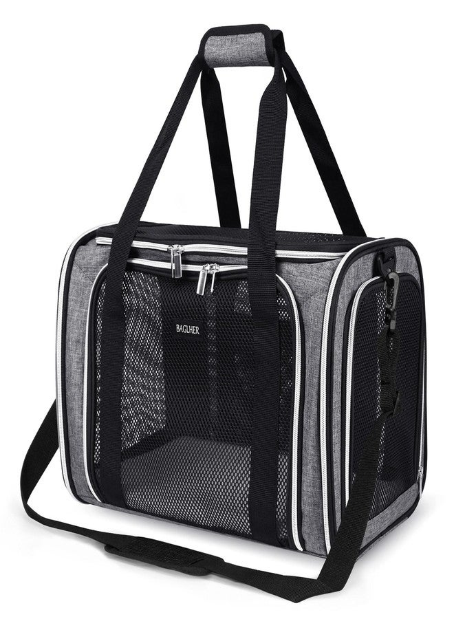 BAGLHER Pet Travel Carrier, Cat Carriers Dog Carrier for Small Medium Cats Dogs Puppies, Airline Approved Small Dog Carrier Soft Sided, Collapsible Puppy Carrier. Grey - Image 1