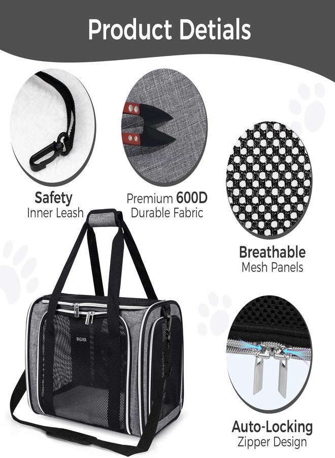BAGLHER Pet Travel Carrier, Cat Carriers Dog Carrier for Small Medium Cats Dogs Puppies, Airline Approved Small Dog Carrier Soft Sided, Collapsible Puppy Carrier. Grey - Image 3