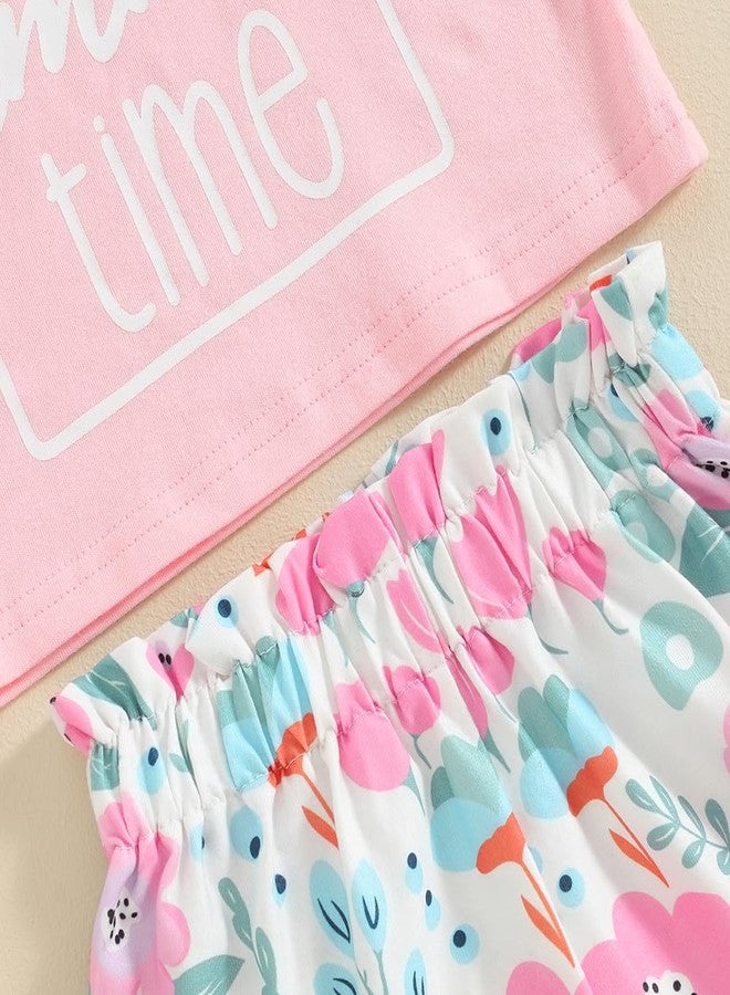 Thorn Tree Toddler Girls Shorts Set Summer Times Sleeveless T-Shirt Watermelon/Floral Shorts Little Girls Clothes (Floral Shorts Set,2-3 Years) - Image 4