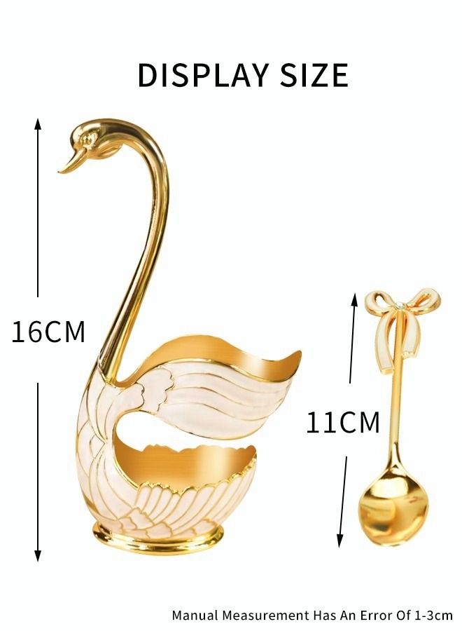 فاو دو طقم ملاعق مكون من 7 قطع من ملاعق الحلوى المصنوعة من الفولاذ المقاوم للصدأ وذيل ذهبي مع ملعقة قهوة بفيونكة مع رف تخزين ملعقة - Image 3