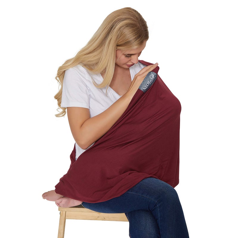 NeoTech Care غطاء رضاعة نيوتيك كير للأطفال | وشاح رضاعة ناعم (أحمر بورغندي) - Image 1