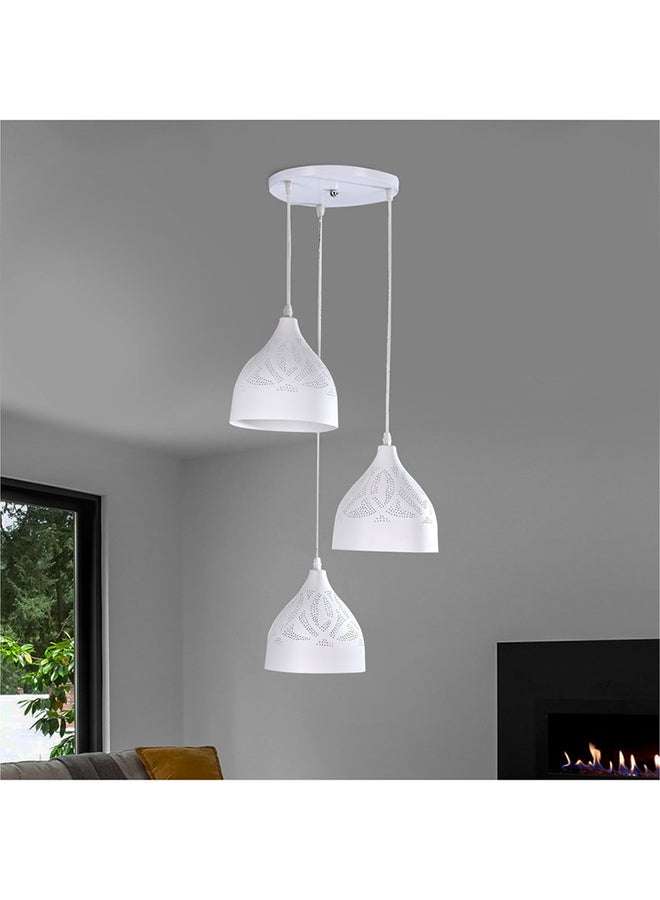 الروضة للإضاءة نجفة ناعومى مخرم 3 لمبة | حديث ديكور LED E27 معلقة مصباح سقف اضاءة داخلية مصباح معلق دلاية سقف مودرن نجفة | مناسبة لأي غرفة | | اللون: أبيض | المقاس: 70x35 سم