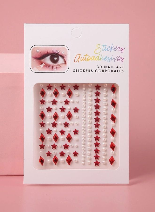 Self-adhesive pearl stone face and body tattoo stickers for face body and nail decoration - Image 1