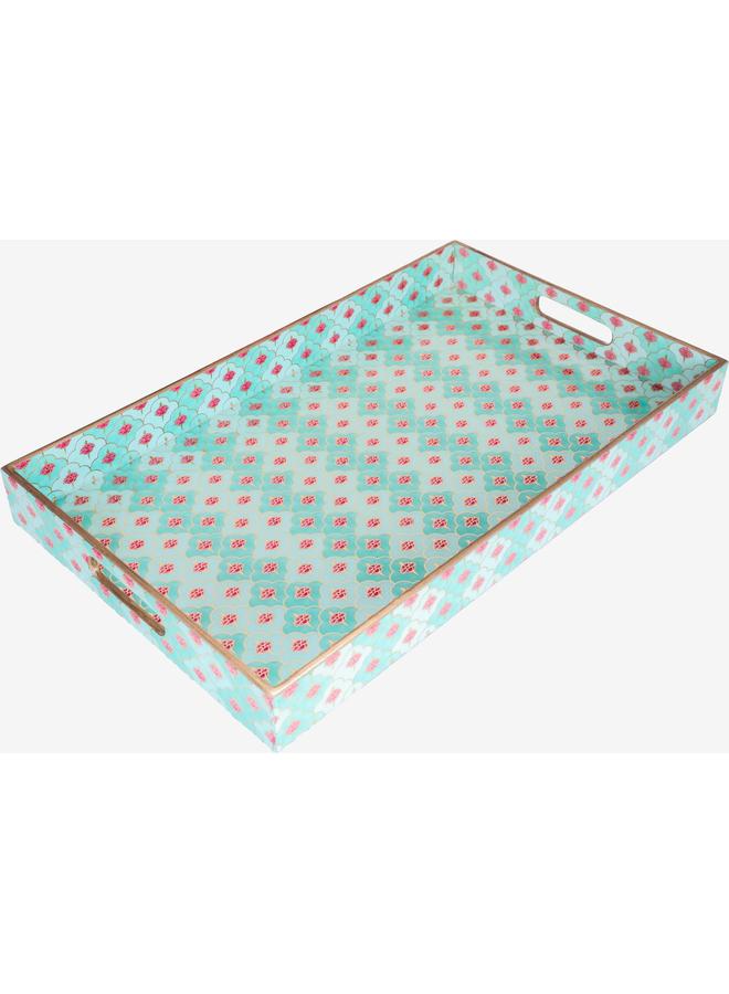 Alsaif Wooden Serving Topper 2 X 12 X 20 Cm Rectangular Engraved Light Green - Image 2