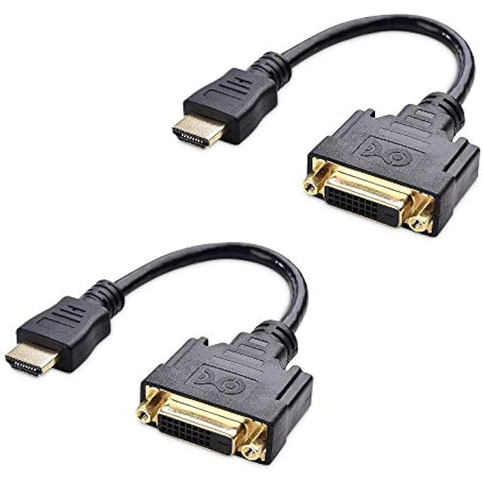 rayihni (2-PACK) HIGH SPEED BI-DIRECTIONAL HDMI TO DVI VIDEO CABLE ADAPTER - 5 INCHES - Image 1