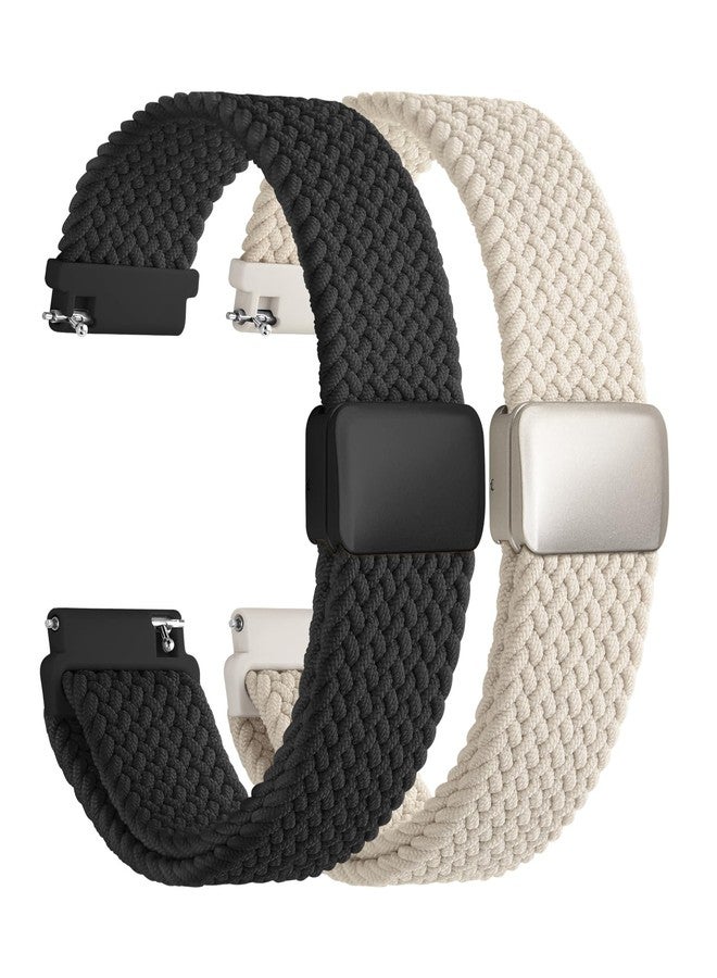 Fullmosa Magnetic Braided Watch Bands - 20mm 22mm Quick Release Replacement Wristband, Stretchy Nylon Solo Loop Compatible with Traditional and Smartwatches for Men Women(20mm, Starlight+Black) - Image 1
