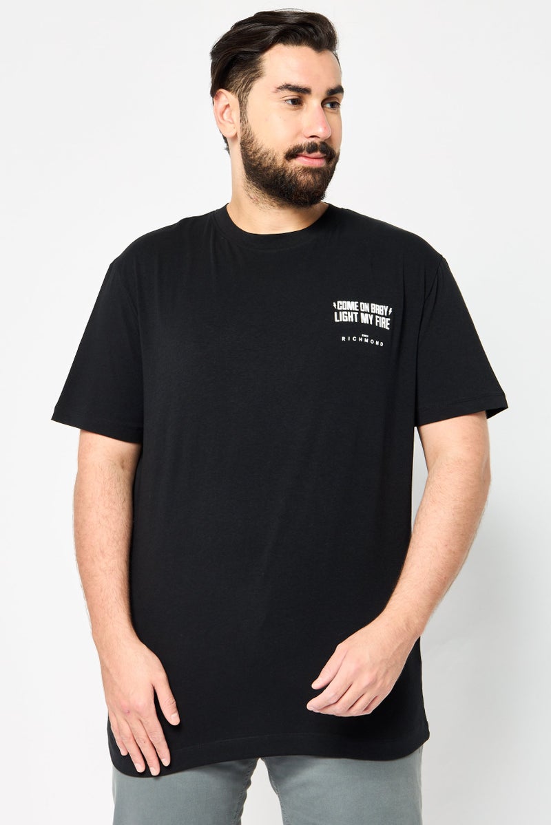 JOHN RICHMOND Men Crew Neck Short Sleeve Graphic Print T-Shirt, Black - Image 1