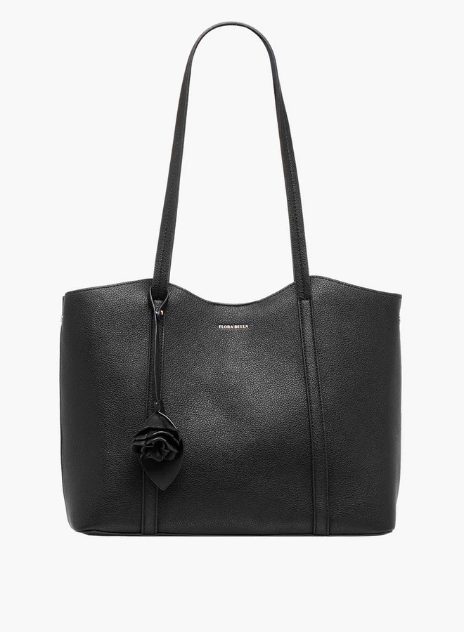 فلورا بيلا من شو إكسبرس Solid Tote Bag with Double Handles and Floral Charm