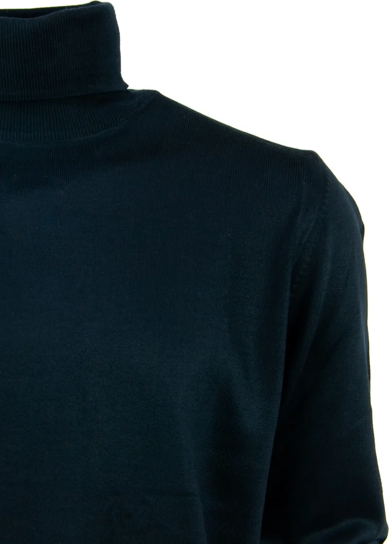 اوبلاند Men's Winter Solid Color Casual Cut Full Turtleneck Thin Wool Sweater