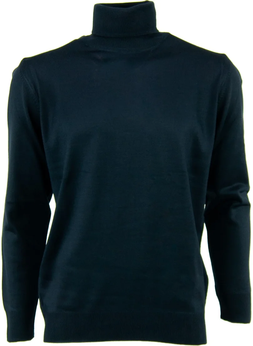 Oppland Men's Winter Solid Color Casual Cut Full Turtleneck Thin Wool Sweater