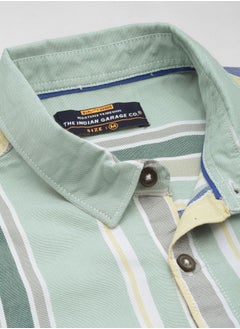 The Indian Garage Co Men Slim Fit Striped Half Sleeves Cutaway Collar Casual Shirt  - Image 3
