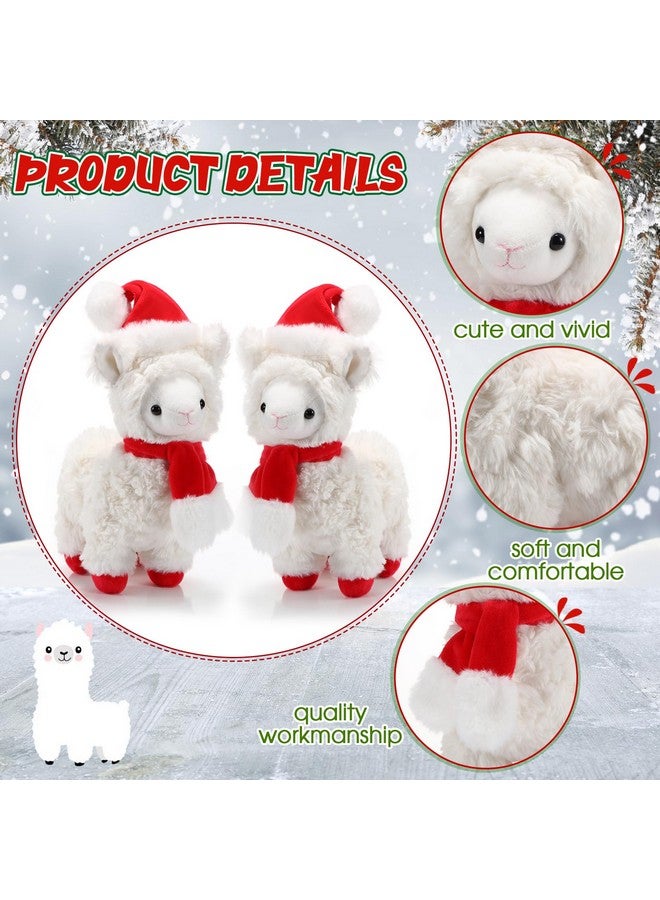 Threan 8 Inch Christmas Stuffed Animal Christmas Plush Doll With Santa Hat For Holiday Decoration, Christmas Winter Gifts (Alpaca Style) - Image 3