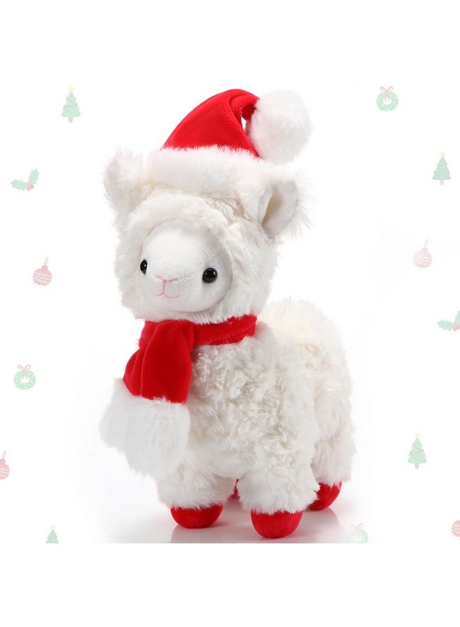 Threan 8 Inch Christmas Stuffed Animal Christmas Plush Doll With Santa Hat For Holiday Decoration, Christmas Winter Gifts (Alpaca Style) - Image 1