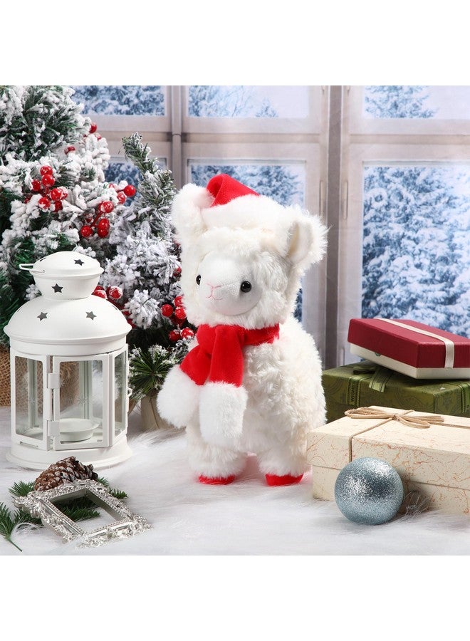 Threan 8 Inch Christmas Stuffed Animal Christmas Plush Doll With Santa Hat For Holiday Decoration, Christmas Winter Gifts (Alpaca Style) - Image 4
