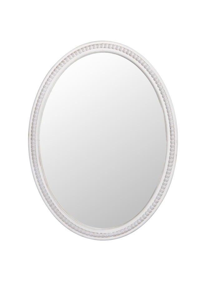 EMAISON White Oval Wood Beaded Frame Wall Mirror，24 x 32 Inches Modern Farmhouse Vertical Hanging Mirror for Vanity, Bathroom, Entryway - Image 1