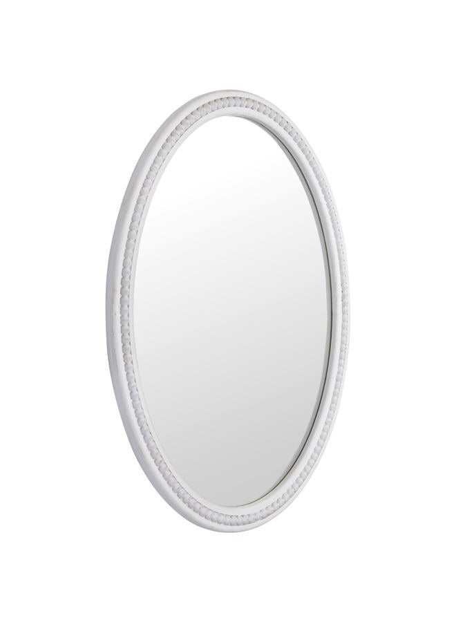 EMAISON White Oval Wood Beaded Frame Wall Mirror，24 x 32 Inches Modern Farmhouse Vertical Hanging Mirror for Vanity, Bathroom, Entryway - Image 5