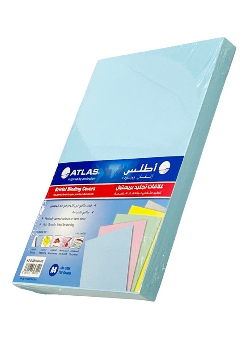 ATLAS 100-Piece A4 Bristol Card Binding Covers 180gsm Blue  - Image 2