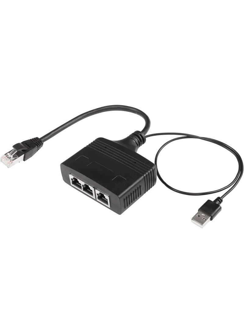 Cobest RJ45 Network Splitter Adapter, Ethernet Cable Splitter, 1 to 3 Internet Splitter 100Mbps High Speed LAN Network Splitter, The Same Time for Cat5, Cat5e, Cat6, Cat7 (Black) - Image 1
