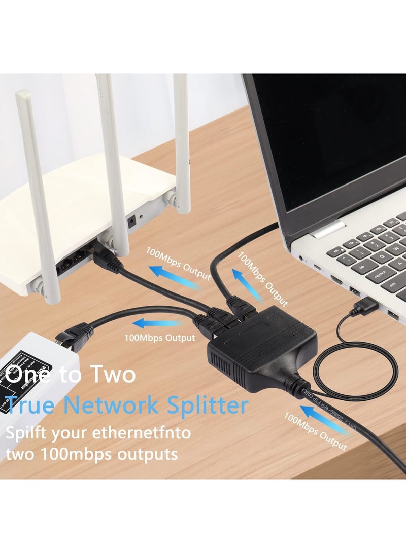 Cobest RJ45 Network Splitter Adapter, Ethernet Cable Splitter, 1 to 3 Internet Splitter 100Mbps High Speed LAN Network Splitter, The Same Time for Cat5, Cat5e, Cat6, Cat7 (Black) - Image 5