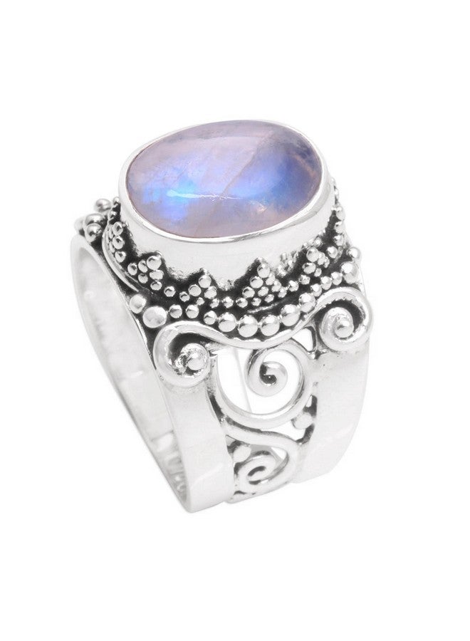 NOVICA خاتم كوكتيل من حجر القمر قوس قزح مصنوع يدويًا .925 فضة استرلينية مع جوهرة إندونيسية واحدة 'كروميات رائعة' - Image 2