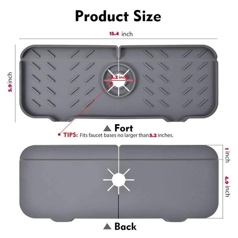 Nityasiddh Nityasiddh Silicone Faucet Handle Drip Catcher Tray, Kitchen Sink Splash Guard with Sponge Holder Sink Protectors Mat for Kitchen Bathroom Sink Non-Slip Drainer Pad  - Image 2