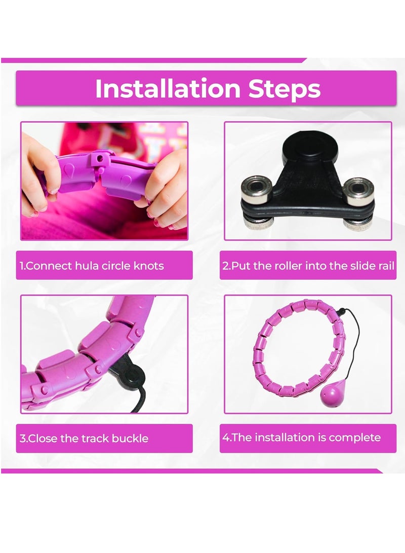 الحياة اليومية طوق إنفينيتي، طوق إنفينيتي بمقاس كبير، طوق هولا لإنقاص الوزن، طوق هولا للبالغين، طوق هولا ذكي، حلقات لياقة بدنية مرجحة، 24 حلقة لياقة بدنية مرجحة قابلة للفصل، لون أرجواني - Image 2