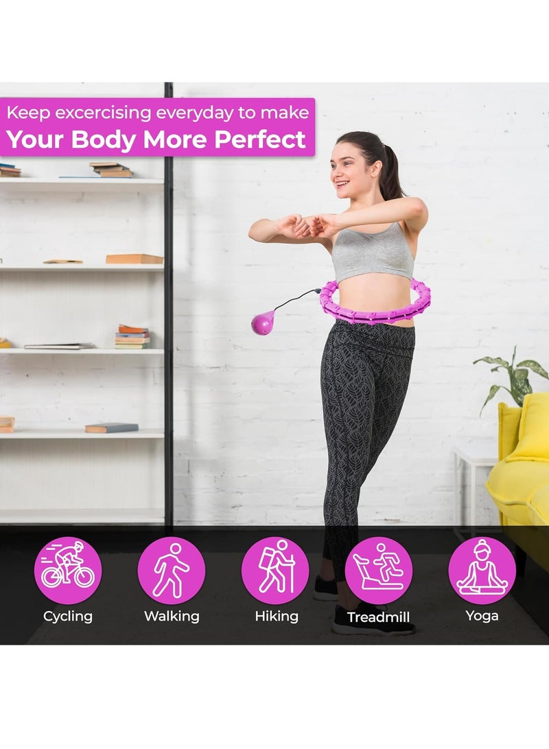 الحياة اليومية طوق إنفينيتي، طوق إنفينيتي بمقاس كبير، طوق هولا لإنقاص الوزن، طوق هولا للبالغين، طوق هولا ذكي، حلقات لياقة بدنية مرجحة، 24 حلقة لياقة بدنية مرجحة قابلة للفصل، لون أرجواني - Image 5