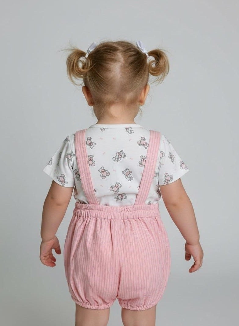 أندرينا  ملابس أطفال بناتي حديثي الولادة ، قميص أبيض مع قطعة وردية لطيفة مطرزة ، إطلالة أنثوية ناعمة - Image 2