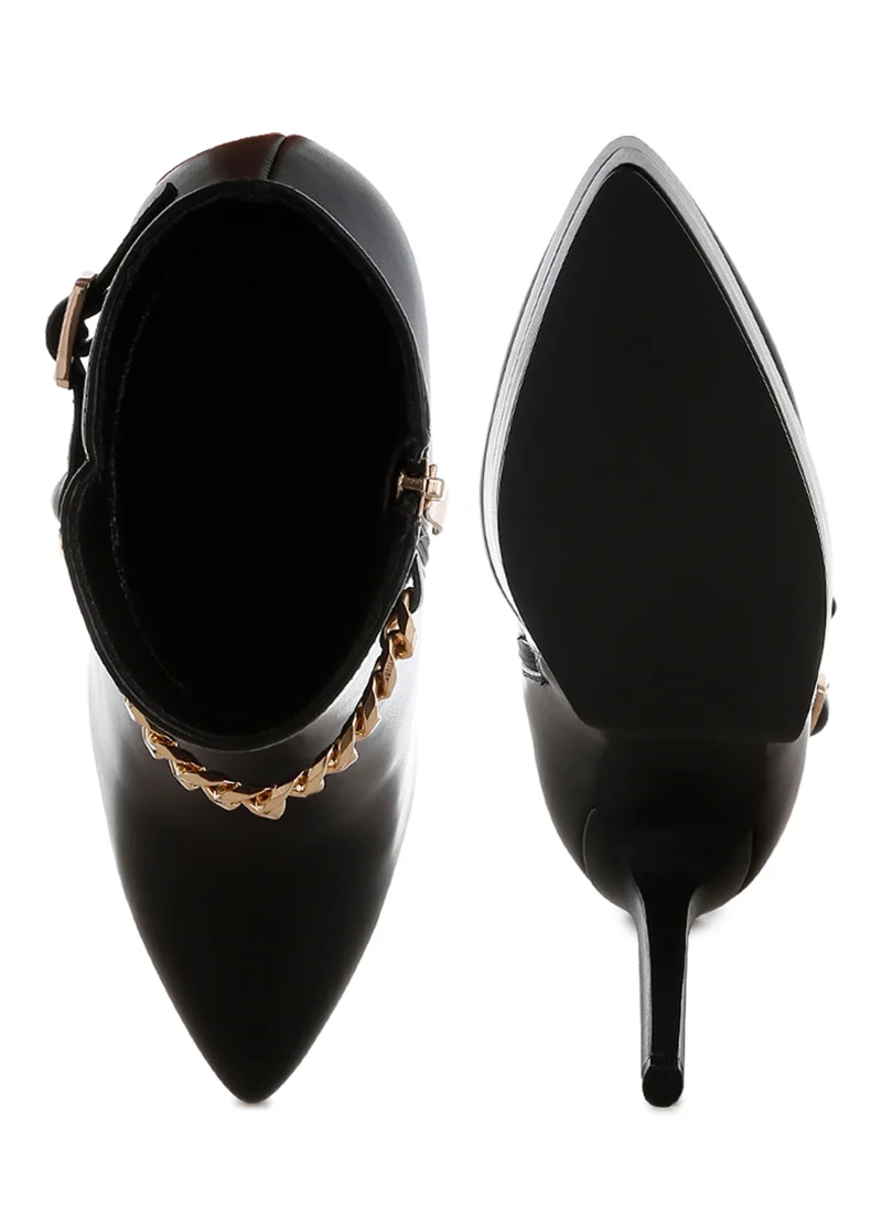 London Rag Metallic Chain Detail Boots in Black