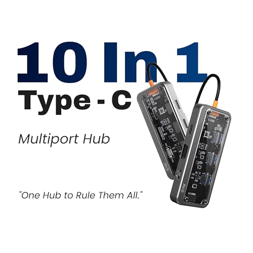 EVM USB C Docking Station 10-in-1 | 4K HDMI VGA | 100W PD Charging | USB 3.0 Ports | SD TF Card Reader Audio | Multiport Type-C Hub for Laptop MacBook | 1 Year Warranty (EVMCHB10) - Image 2