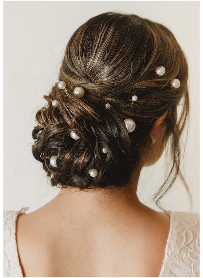 SWEETV 18Pcs Pearl Wedding Hair Pins, Bridal Hair Pins Set Wedding Hair Accessories For Brides  - Image 3