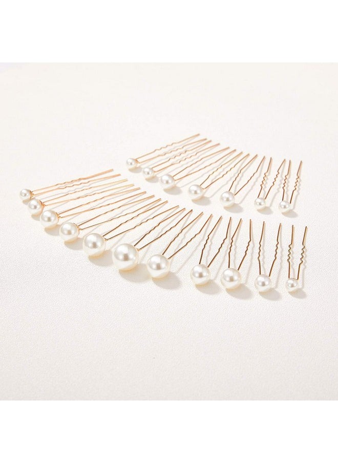 SWEETV 18Pcs Pearl Wedding Hair Pins, Bridal Hair Pins Set Wedding Hair Accessories For Brides  - Image 4