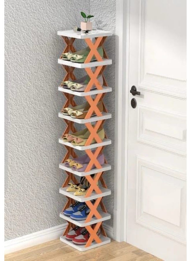 منظم أحذية عمودي 9 طبقات، حامل أحذية قابل للطي موفر للمساحة، رف أحذية طويل وضيّق لمدخل المنزل - Image 1