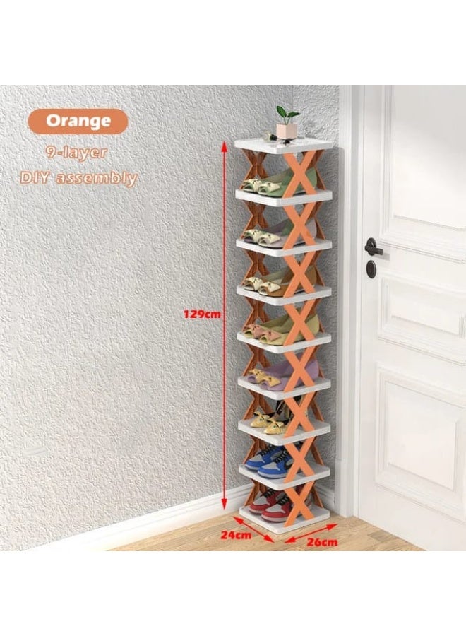 منظم أحذية عمودي 9 طبقات، حامل أحذية قابل للطي موفر للمساحة، رف أحذية طويل وضيّق لمدخل المنزل - Image 2