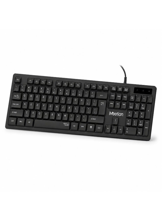 ميشين كيبورد Meetion K300 سلكي USB كامل الحجم مقاوم للانسكاب لأجهزة الكمبيوتر واللابتوب - أسود - Image 3