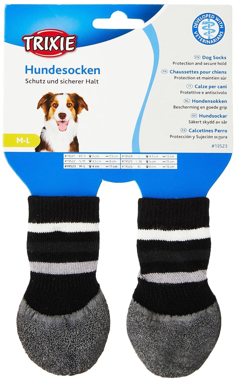 Trixie Dog Socks Non-Slip with All-Round Rubber Coating M-L 2 Pcs Black - Image 1