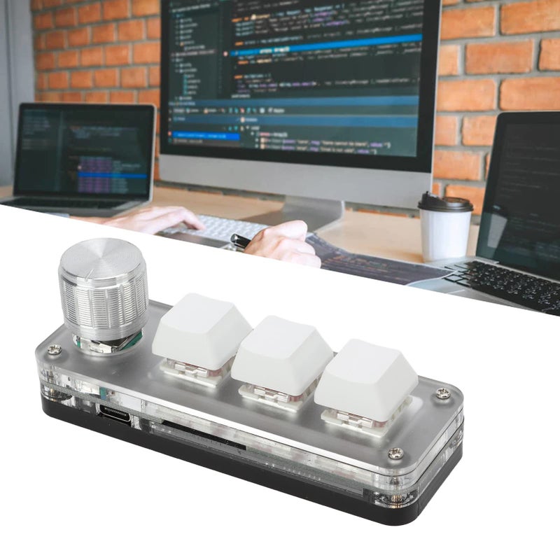 Programmable Mini 3 Key Mechanical Keypad White RGB Lighting Adjustment Knob For Gaming Office - Image 3