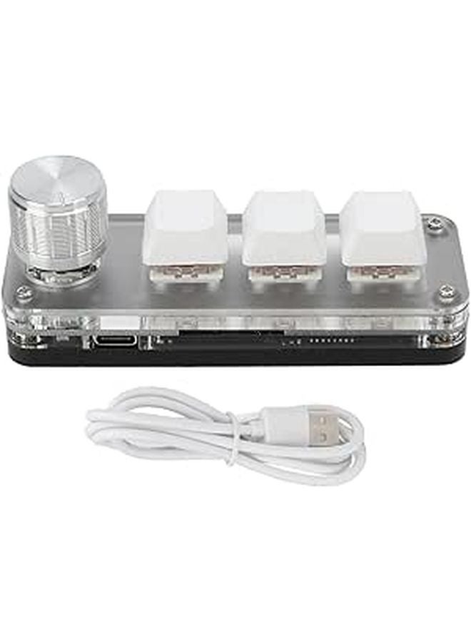 Programmable Mini 3 Key Mechanical Keypad White RGB Lighting Adjustment Knob For Gaming Office - Image 1