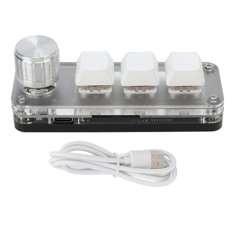 Programmable Mini 3 Key Mechanical Keypad White RGB Lighting Adjustment Knob For Gaming Office - Image 2