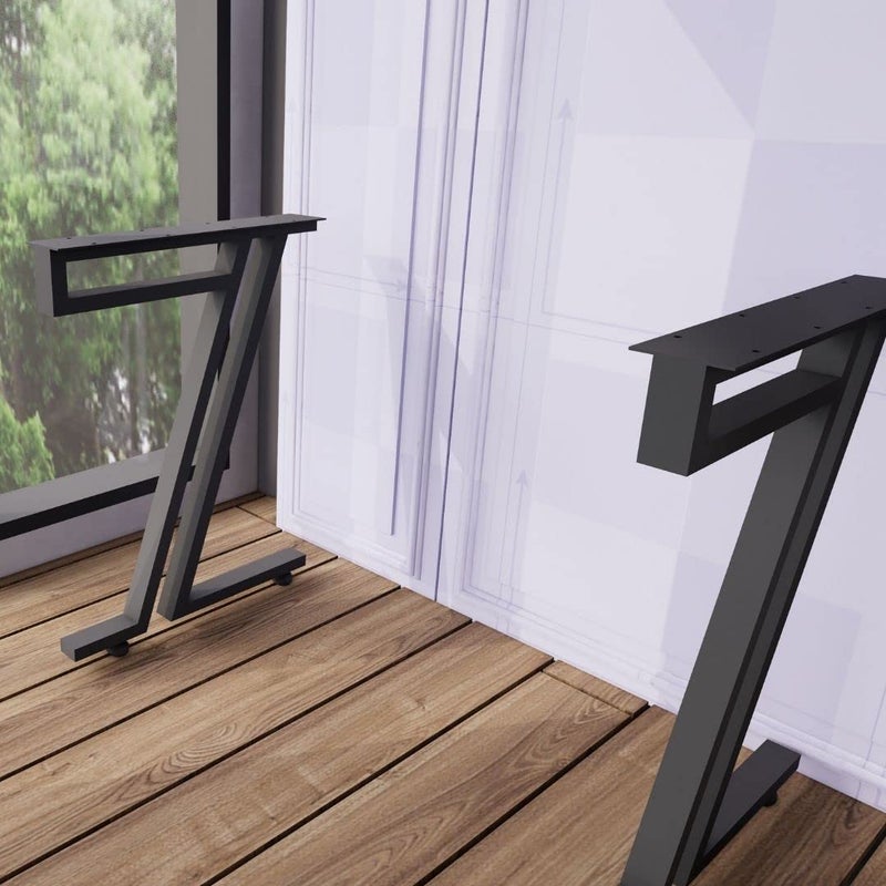 HIRVALL HIRVALL Metal Table Legs Heavy Duty Industrial Table Base 28 inch Height 20 inch Wide Black Metal Furniture Legs Modern Dining Coffee Table Legs DIY Desk Legs Set of 2 only Legs 7_Shape  - Image 2