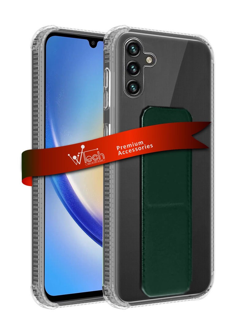 Wtech TPU Hand Grip Air Pillow Case Cover For Samsung Galaxy A35 5G 2024 Clear/Dark Green - Image 1