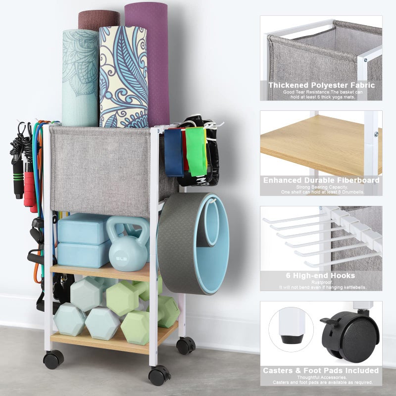 VINAEMO Weight Rack Dumbbell Rack Garage Storage Organization Garage Shelving Yoga Mat Storage Rack Home Gym Equipment Workout Equipment Storage Organizer Yoga Mat Holder Gym Essentials Women Men Fitness - Image 2