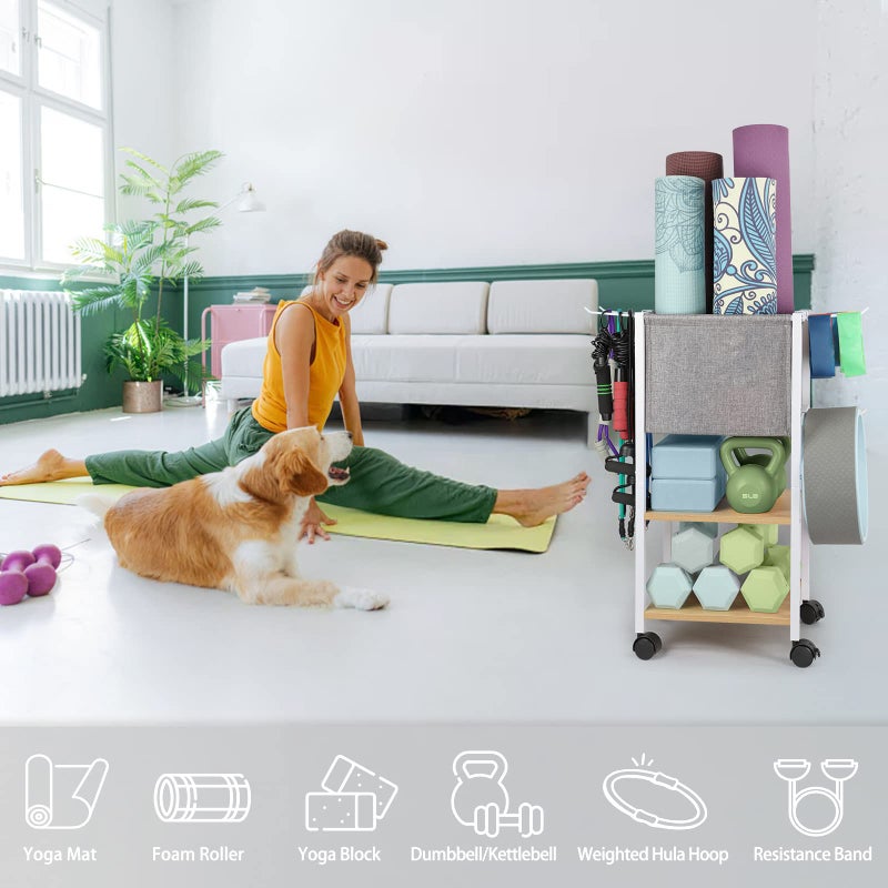 VINAEMO Weight Rack Dumbbell Rack Garage Storage Organization Garage Shelving Yoga Mat Storage Rack Home Gym Equipment Workout Equipment Storage Organizer Yoga Mat Holder Gym Essentials Women Men Fitness - Image 4
