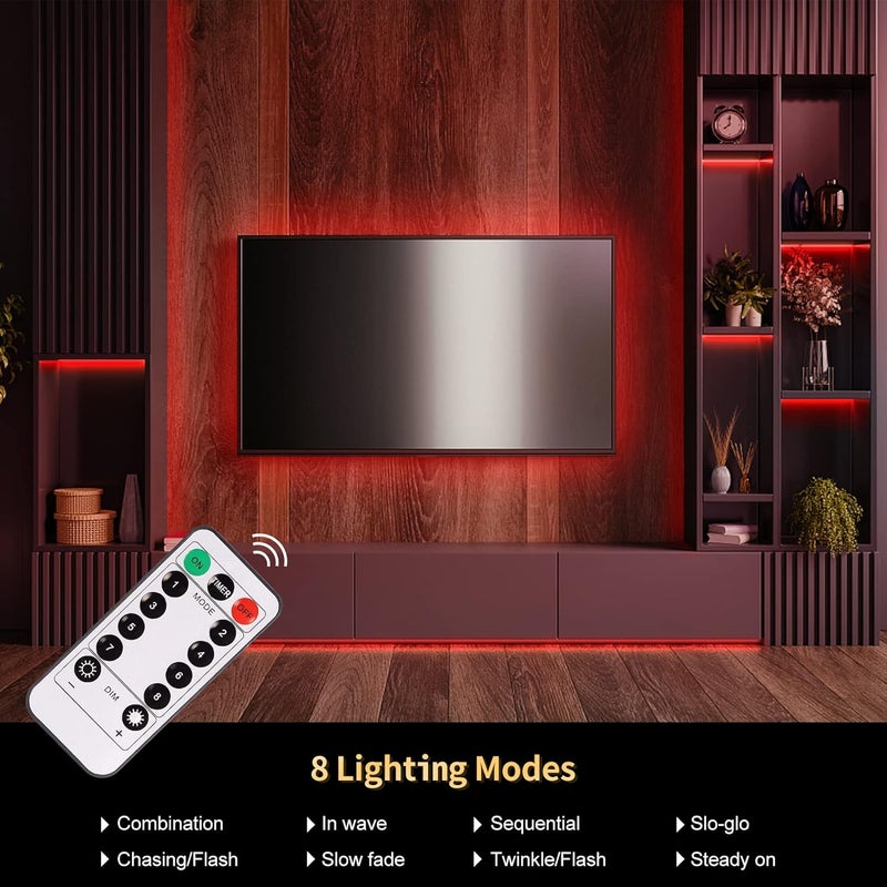 echosari أضواء شريط LED تعمل بالبطارية، 90 LED أحمر 2835 SMD أضواء شريط 9.8 قدم قابلة للتقطيع شريط لاصق ذاتي مع جهاز تحكم عن بعد ومؤقت لتزيين الحفلات الداخلية والخارجية وغرف النوم - Image 5