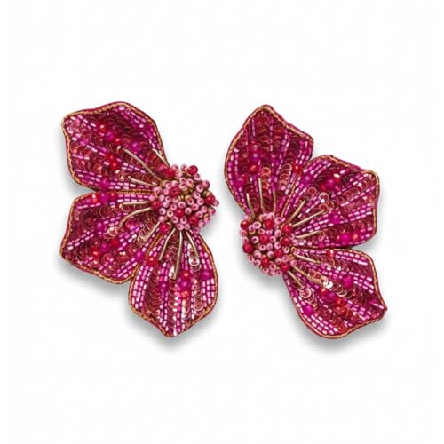SANJOYA by EVERSTYLISH Embroidered Stud Earrings for Women | Floral Sequin & Beaded Statement Earrings | Ethnic Jewelry for Weddings & Festive Occasions - Image 1