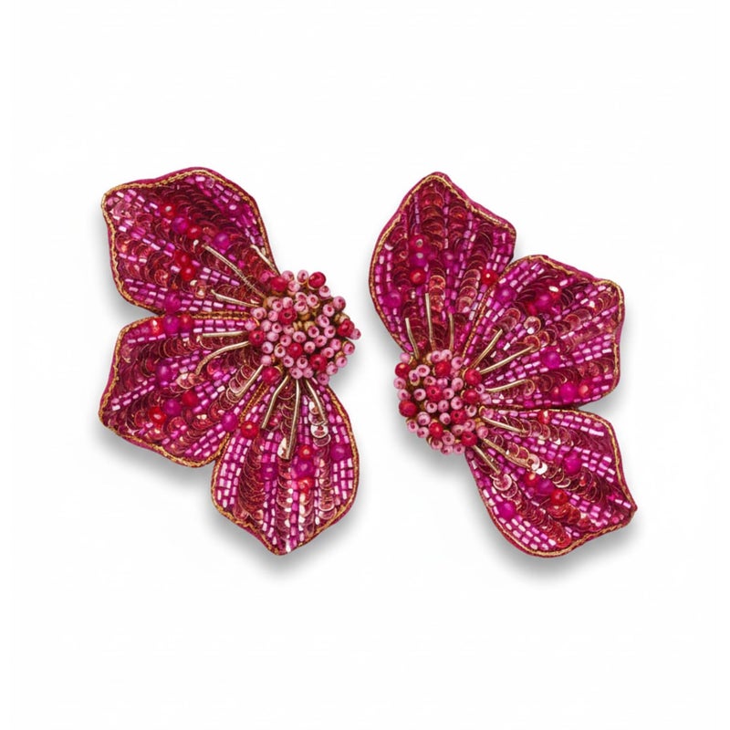 SANJOYA by EVERSTYLISH Embroidered Stud Earrings for Women | Floral Sequin & Beaded Statement Earrings | Ethnic Jewelry for Weddings & Festive Occasions - Image 5