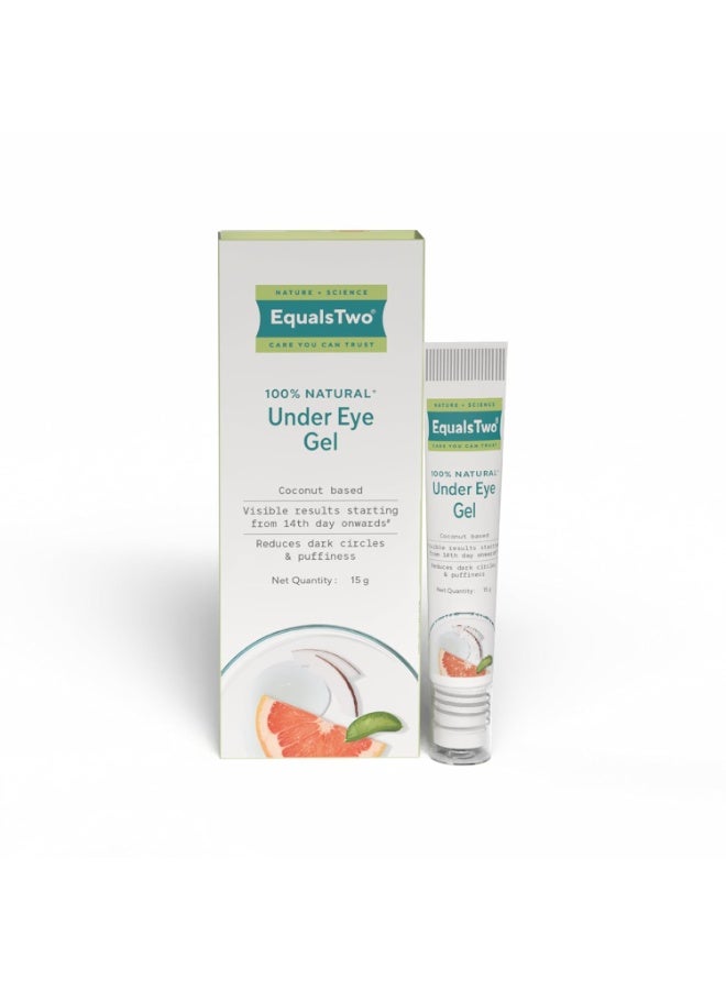 EQUALSTWO by Zydus Under Eye Gel for Dark Circles, Puffiness & Wrinkles, 15ml | Natural Under Eye Gel for Men & Women with Coconut, Cucumber, Grapefruit & Aloe Vera, (Pack 1) - Image 1
