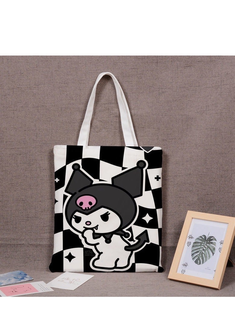 Cartoon Sanrio Kuromi pattern canvas tote bag - Image 1