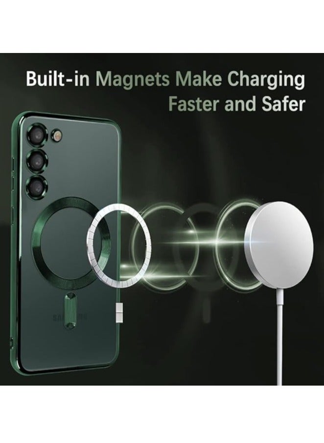 MIGOFAST Magnetic Clear Case for Samsung Galaxy S24 Plus with Camera Lens Protector Magsafe Compatible Electroplated Soft TPU Shockproof Case for Galaxy S24 Plus  Green - Image 2