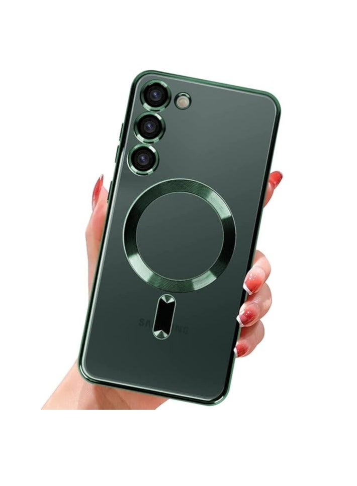 MIGOFAST Magnetic Clear Case for Samsung Galaxy S24 Plus with Camera Lens Protector Magsafe Compatible Electroplated Soft TPU Shockproof Case for Galaxy S24 Plus  Green - Image 3